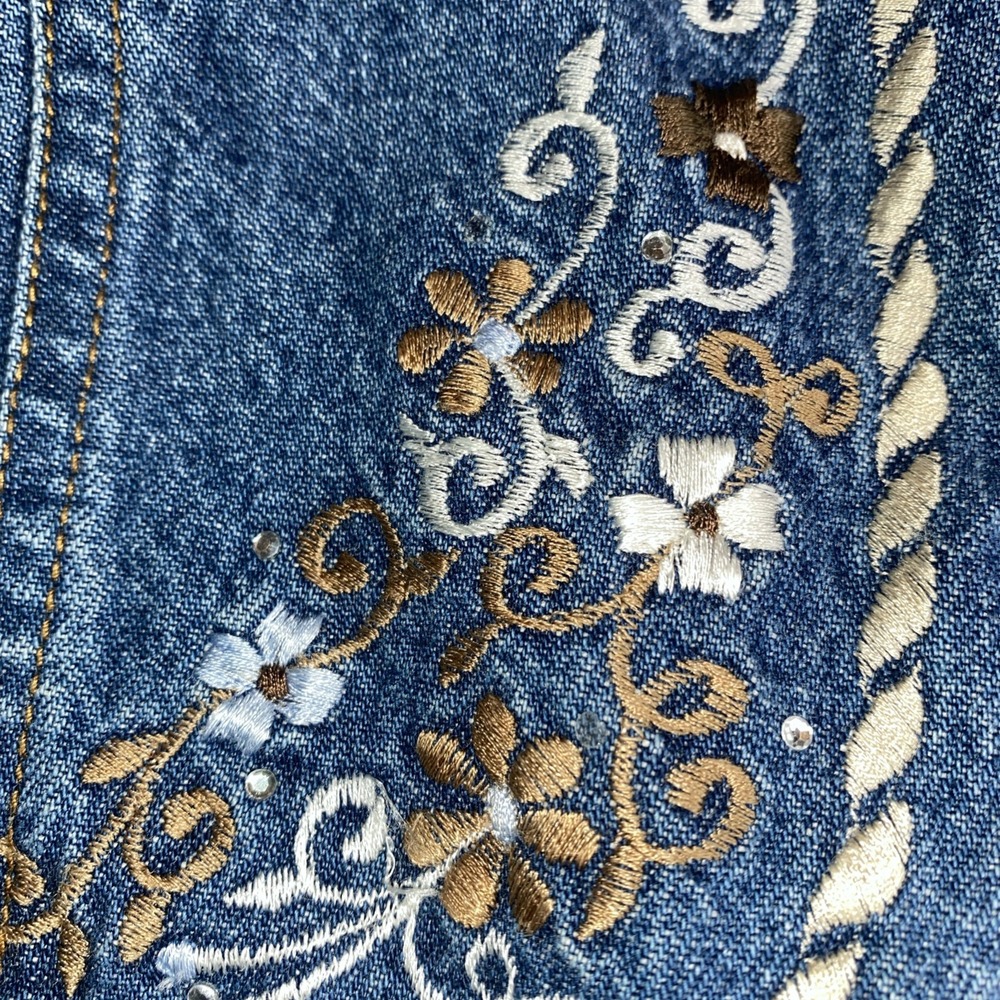 VTG Gordon & James Womens Embroidered Rhinestone Denim Blazer Med Western READ - Picture 4 of 11